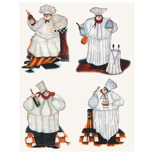 French Chef Wine Bottle Overglaze Ceramic Decals