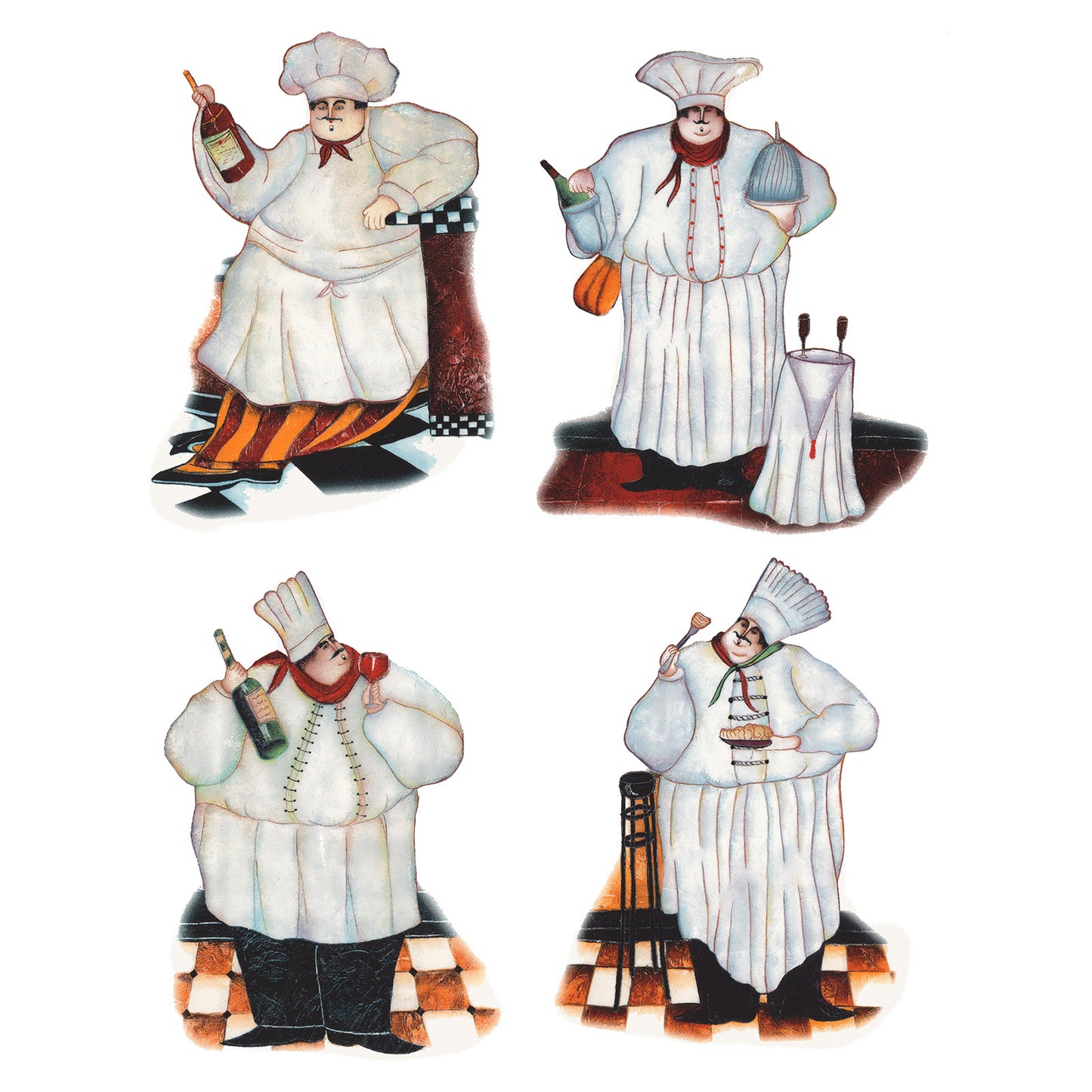 French Chef Wine Bottle Overglaze Ceramic Decals
