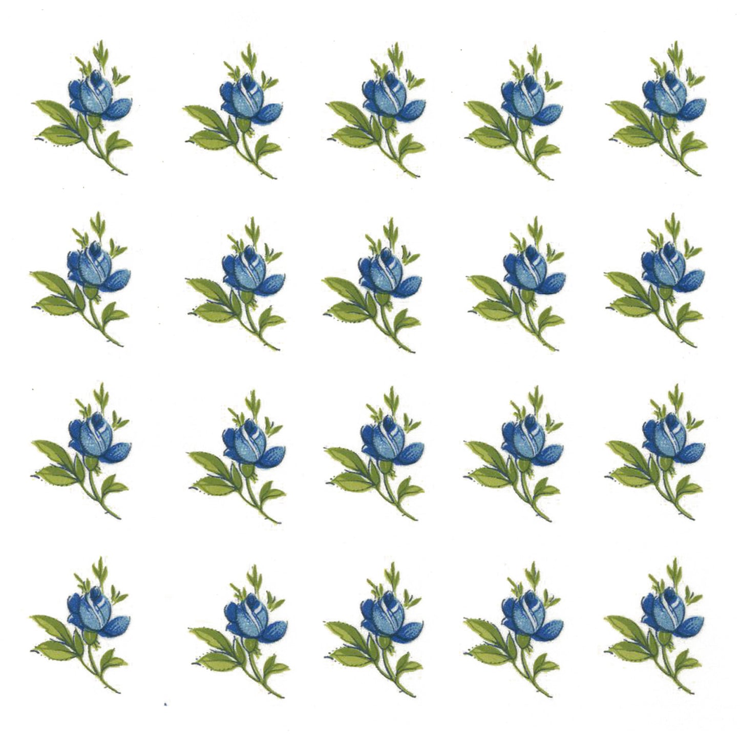 Flowers Blue Roses 0.75 Inch 60 pcs Overglaze Ceramic Decals