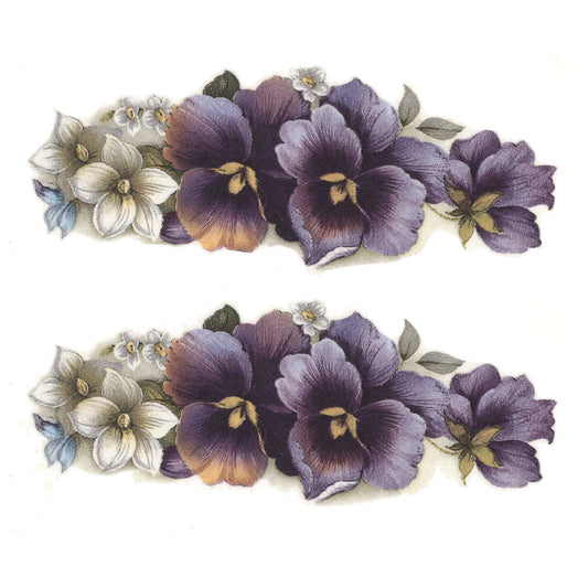Purple Pansy Flowers Border Overglaze Ceramic Decals