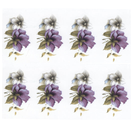 Purple Pansy Flowers Singles 1.75 Inch 8 pcs Overglaze Ceramic Decals