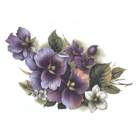 Purple Pansy Flowers Spray Overglaze Ceramic Decals