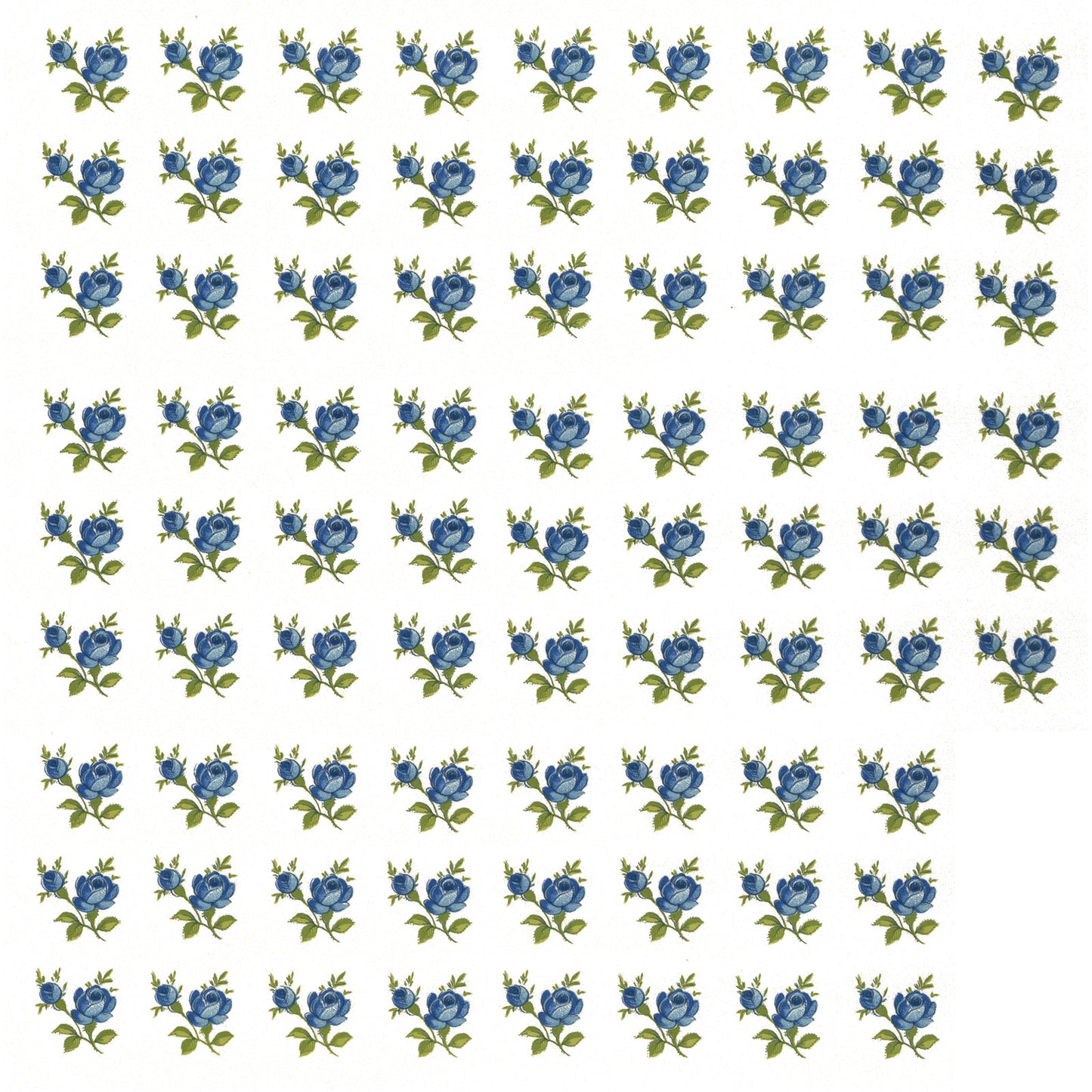 Flowers Blue Roses 0.5 Inch 78 pcs Overglaze Ceramic Decals
