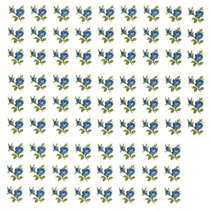 Flowers Blue Roses 0.5 Inch 78 pcs Overglaze Ceramic Decals