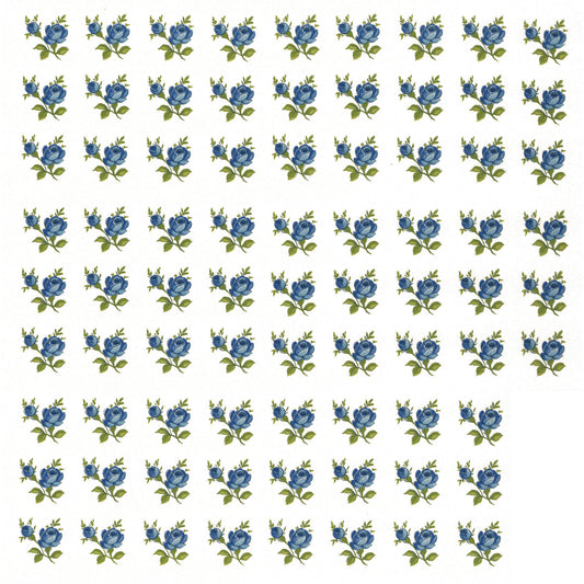 Flowers Blue Roses 0.5 Inch 78 pcs Overglaze Ceramic Decals
