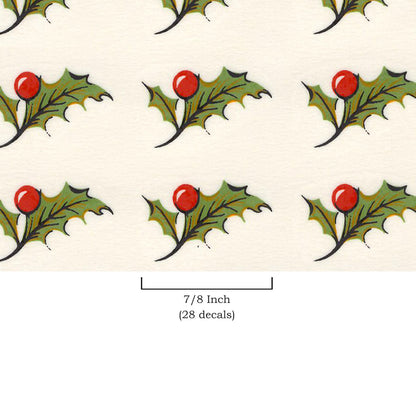 Red Holly Berry Green Leaf Overglaze Ceramic Decals