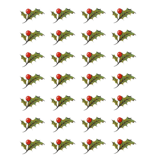 Red Holly Berry Green Leaf Overglaze Ceramic Decals