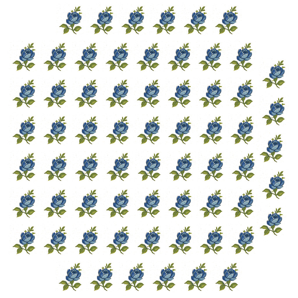 Flowers Blue Roses 0.5 Inch 65 pcs Overglaze Ceramic Decals