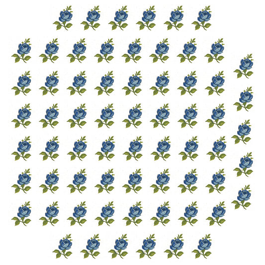 Flowers Blue Roses 0.5 Inch 65 pcs Overglaze Ceramic Decals