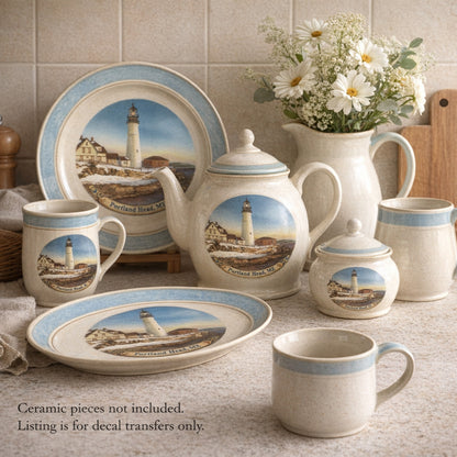 Lighthouse Portland Head Maine Overglaze Waterslide Ceramic Decals