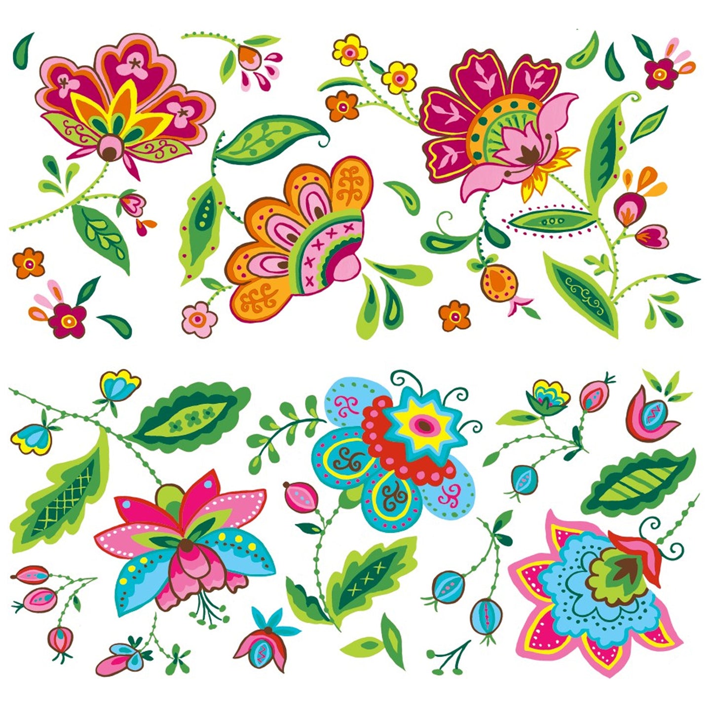 Art Deco Flowers Mug Wrap Set of 2 Overglaze Waterslide Ceramic Decals