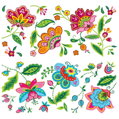 Art Deco Flowers Mug Wrap Set of 2 Overglaze Waterslide Ceramic Decals