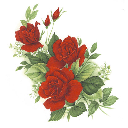 Red Rose Spray Flower Overglaze Waterslide Ceramic Decals