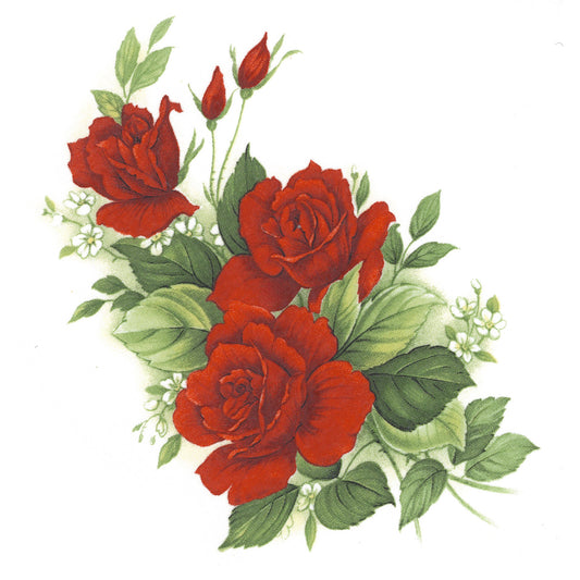Red Rose Spray Flower Overglaze Waterslide Ceramic Decals