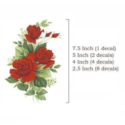 Red Rose Spray Flower Overglaze Waterslide Ceramic Decals