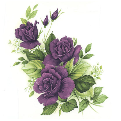 Purple Rose Spray Flower Overglaze Ceramic Decals
