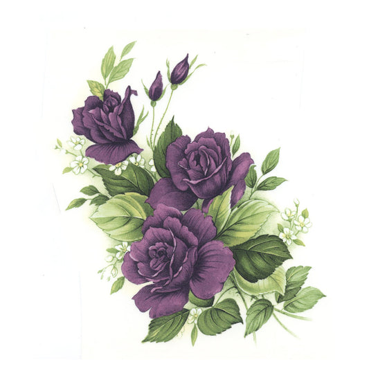 Purple Rose Spray Flower Overglaze Ceramic Decals