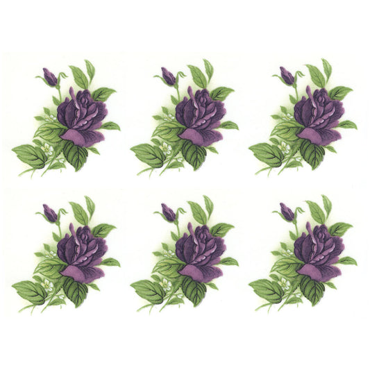 Purple Rose Spray Flower Singles Overglaze Ceramic Decals
