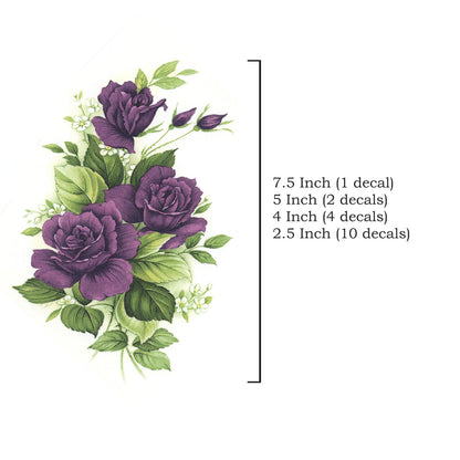 Purple Rose Spray Flower Overglaze Ceramic Decals
