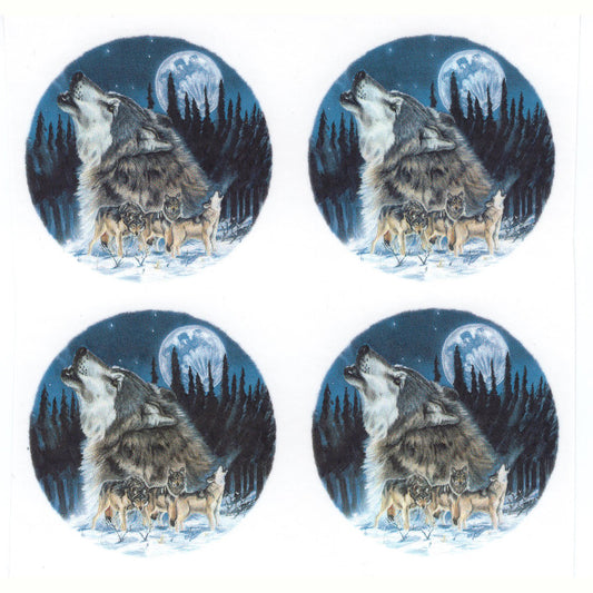 Wolf Howling at the Moon Overglaze Waterslide Ceramic Decals