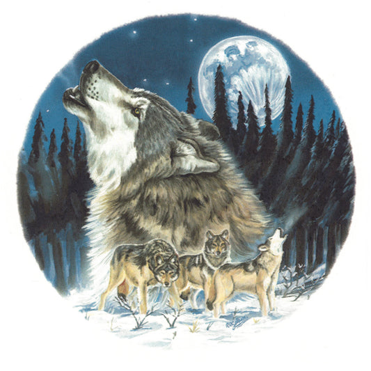 Wolf Howling at the Moon Overglaze Ceramic Decals