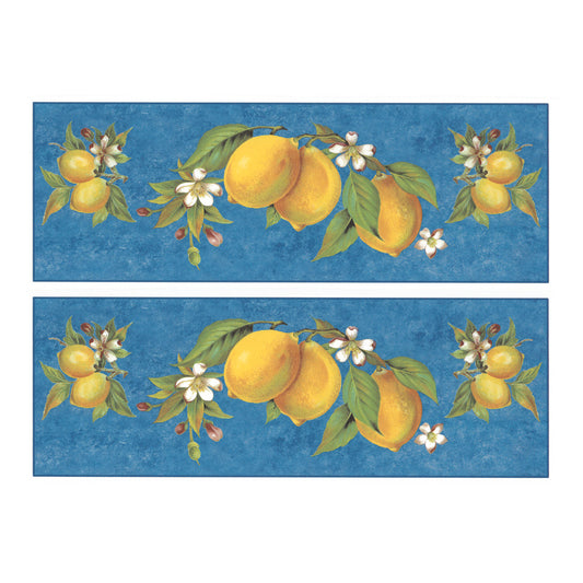 Lemon with Blue Background Mug Wrap 2 pcs Overglaze Waterslide Ceramic Decal