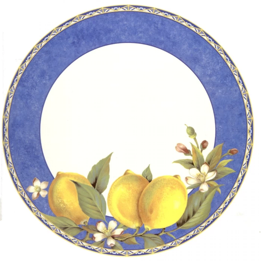 Lemons with Blue Border for Plates Overglaze Waterslide Ceramic Decal
