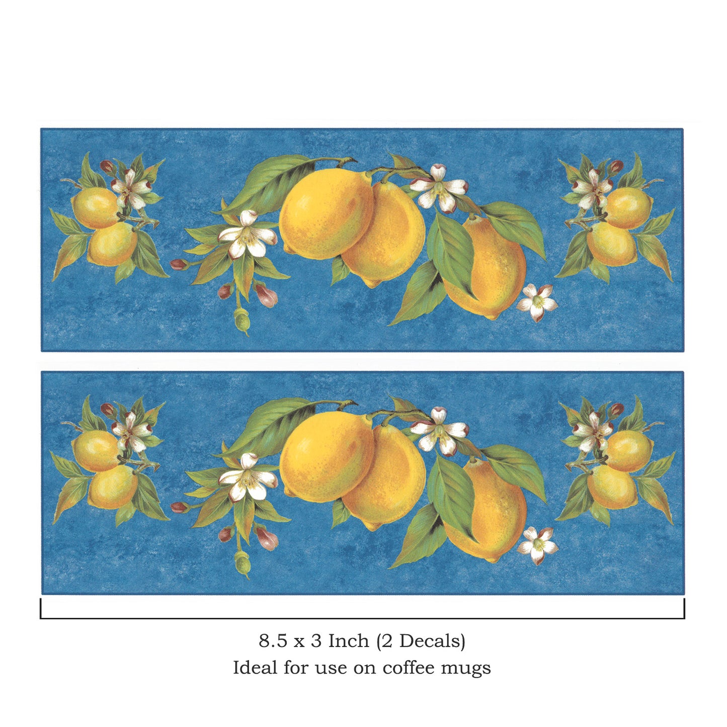 Lemon with Blue Background Mug Wrap 2 pcs Overglaze Waterslide Ceramic Decal