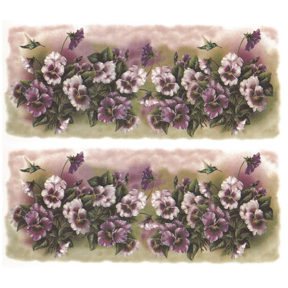 Purple Pansies Hummingbird Mug Wraps Overglaze Ceramic Decals