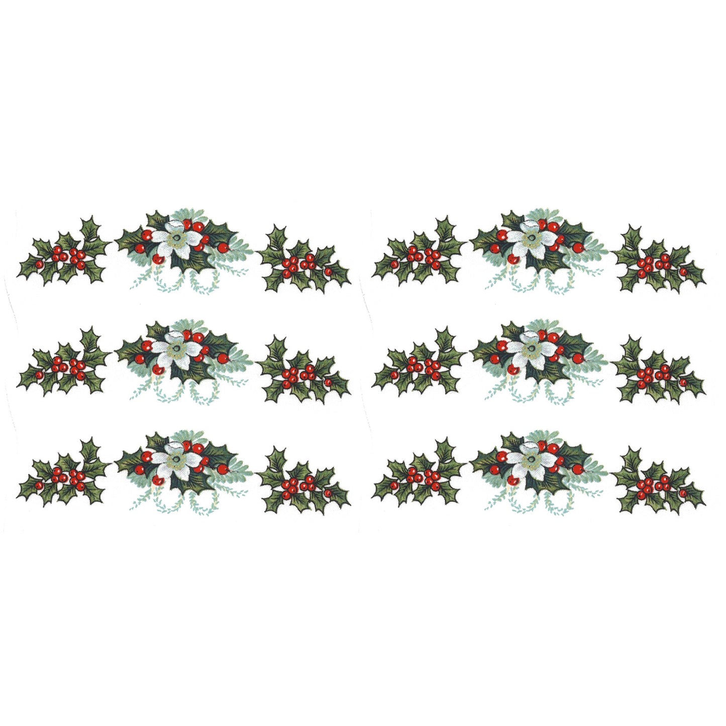 Christmas Vintage Holly Berry 3 Inch Overglaze Waterslide Ceramic Decals