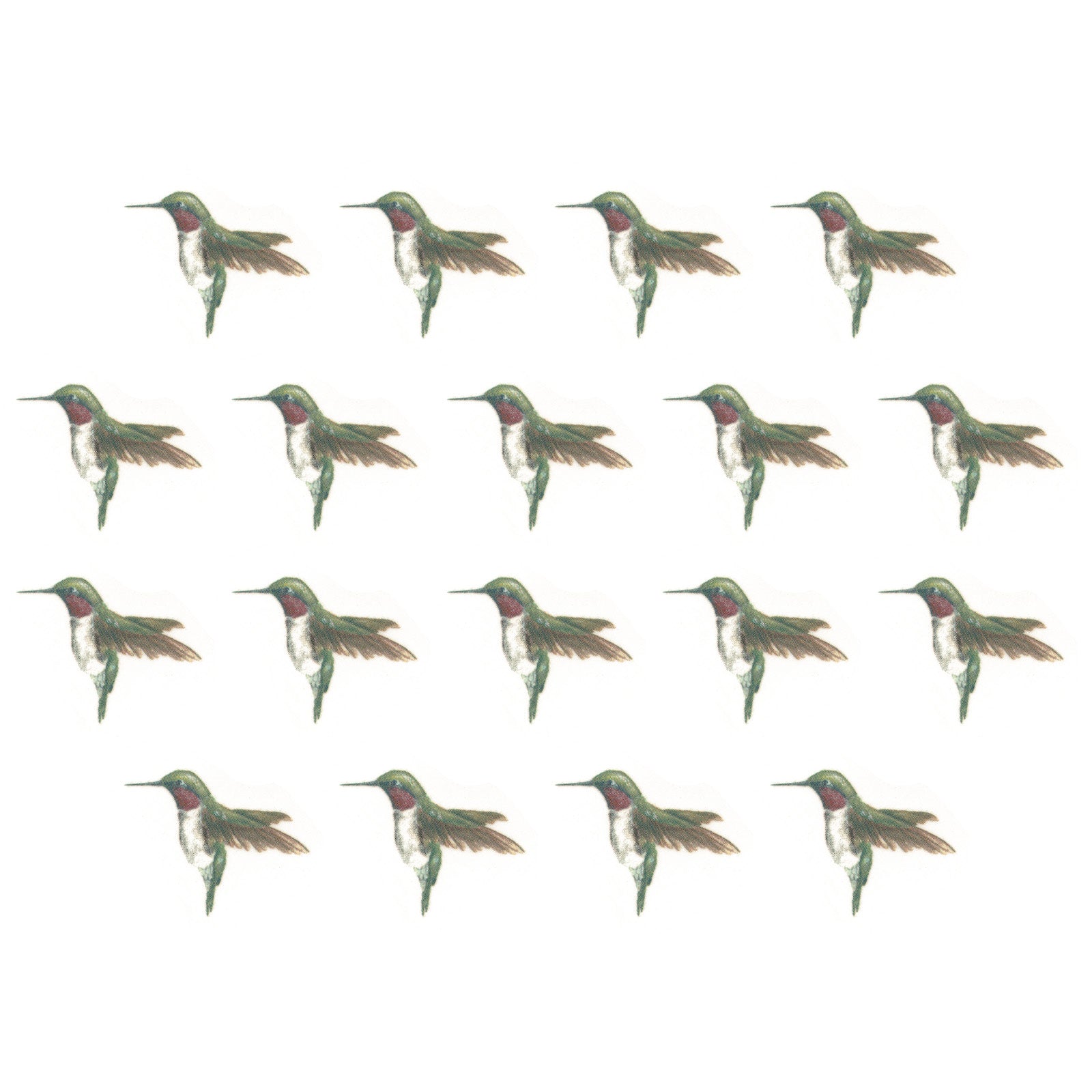 Ruby Throated Hummingbirds 18 pcs 1 Inch Waterslide Ceramic Decals ...