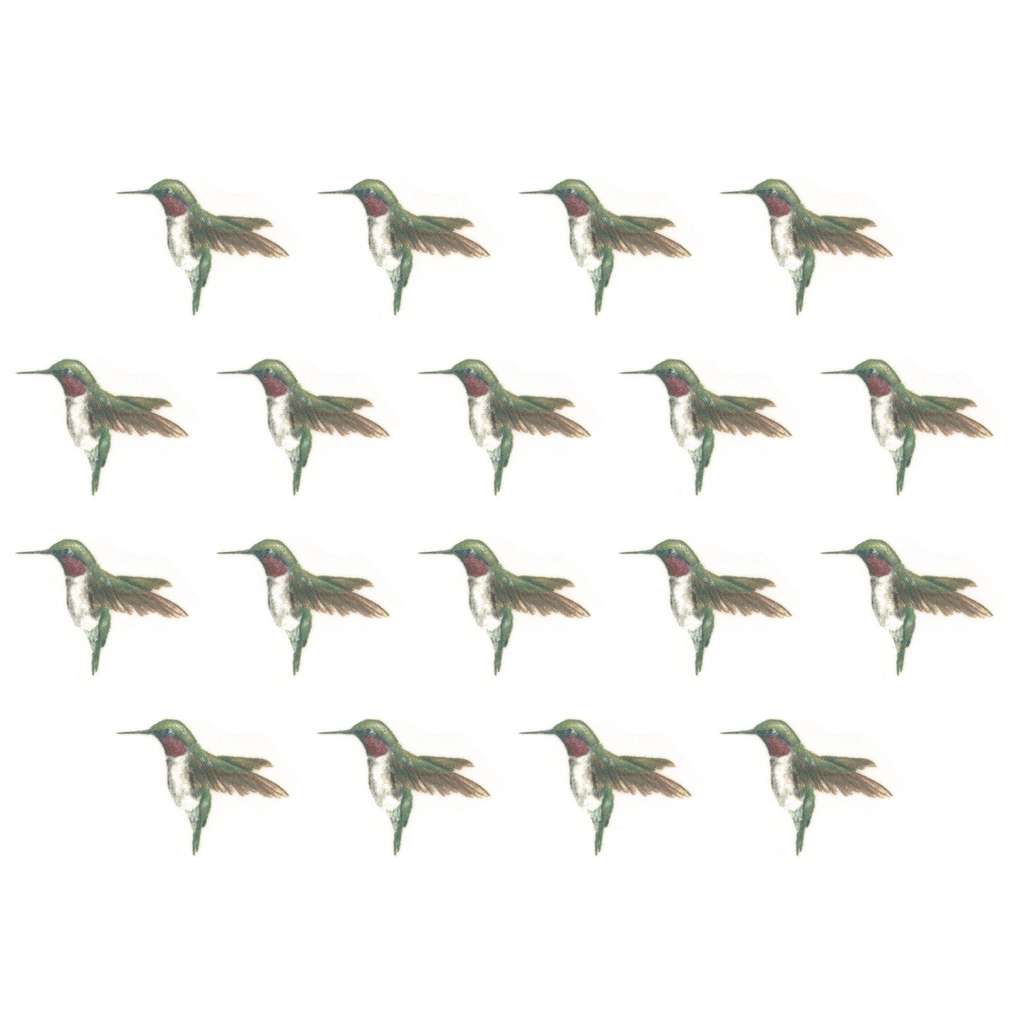 Ruby Throated Hummingbirds 18 pcs 1 Inch Waterslide Ceramic Decals