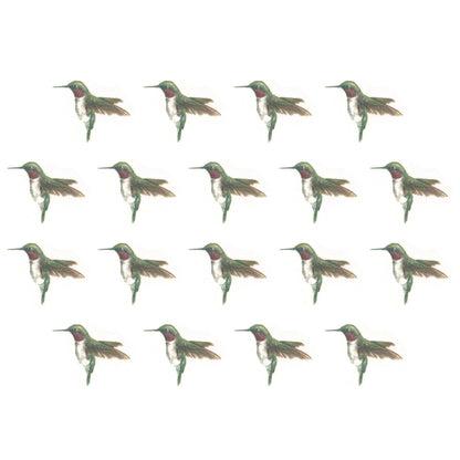 Ruby Throated Hummingbirds 18 pcs 1 Inch Waterslide Ceramic Decals