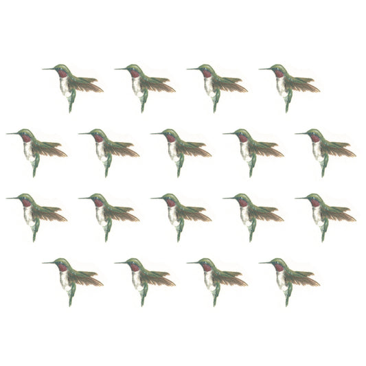 Ruby Throated Hummingbirds 18 pcs 1 Inch Waterslide Ceramic Decals