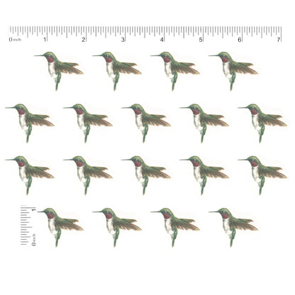 Ruby Throated Hummingbirds 18 pcs 1 Inch Waterslide Ceramic Decals