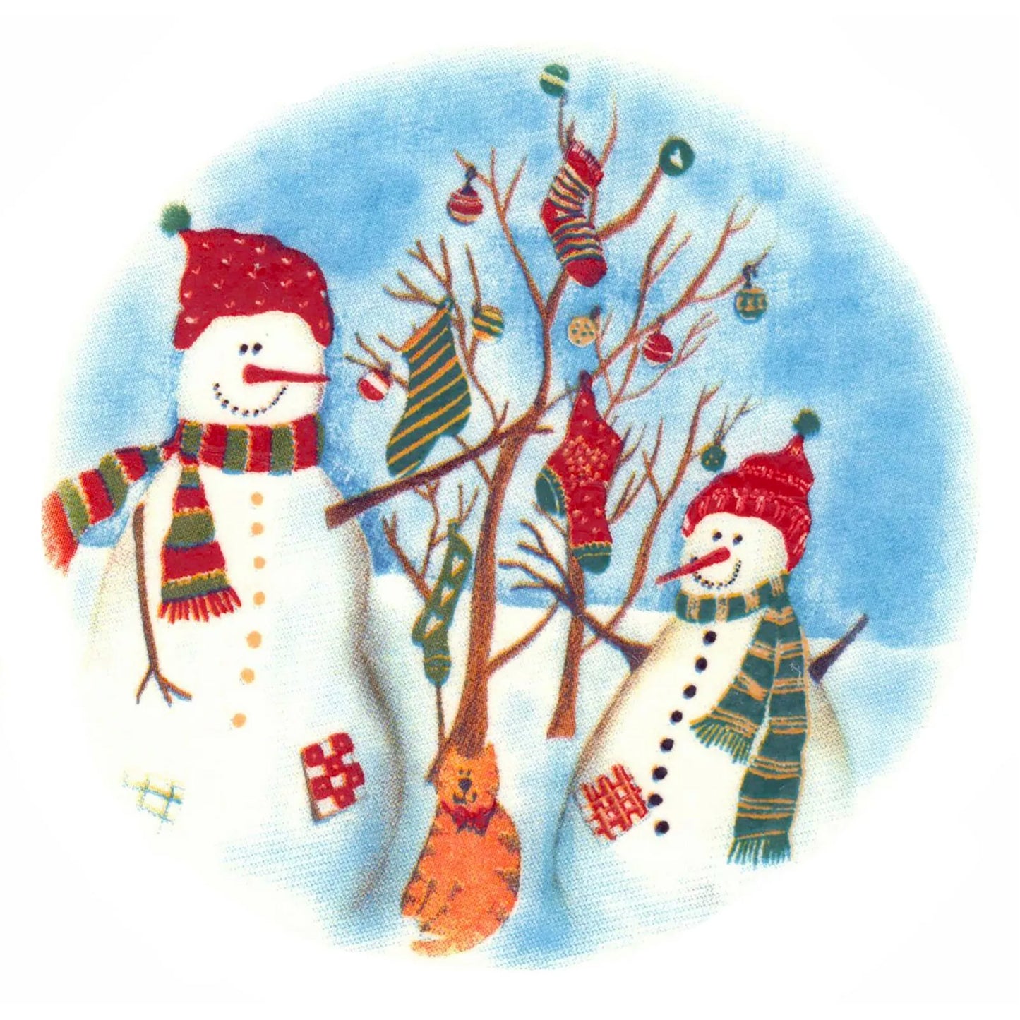 Christmas Snowman Snowmen Tree Socks Overglaze Ceramic Decals