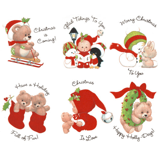 Christmas Teddy Bear Snowman Child Overglaze Waterslide Ceramic Decals