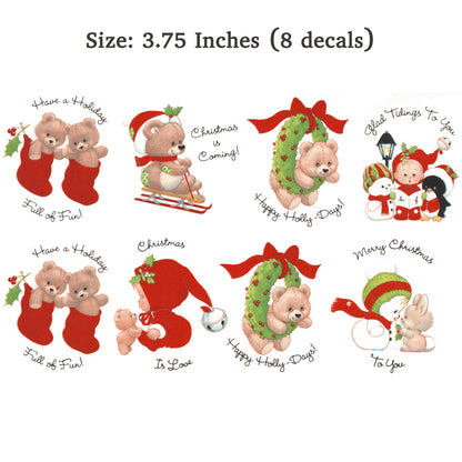 Christmas Teddy Bear Snowman Child Overglaze Waterslide Ceramic Decals