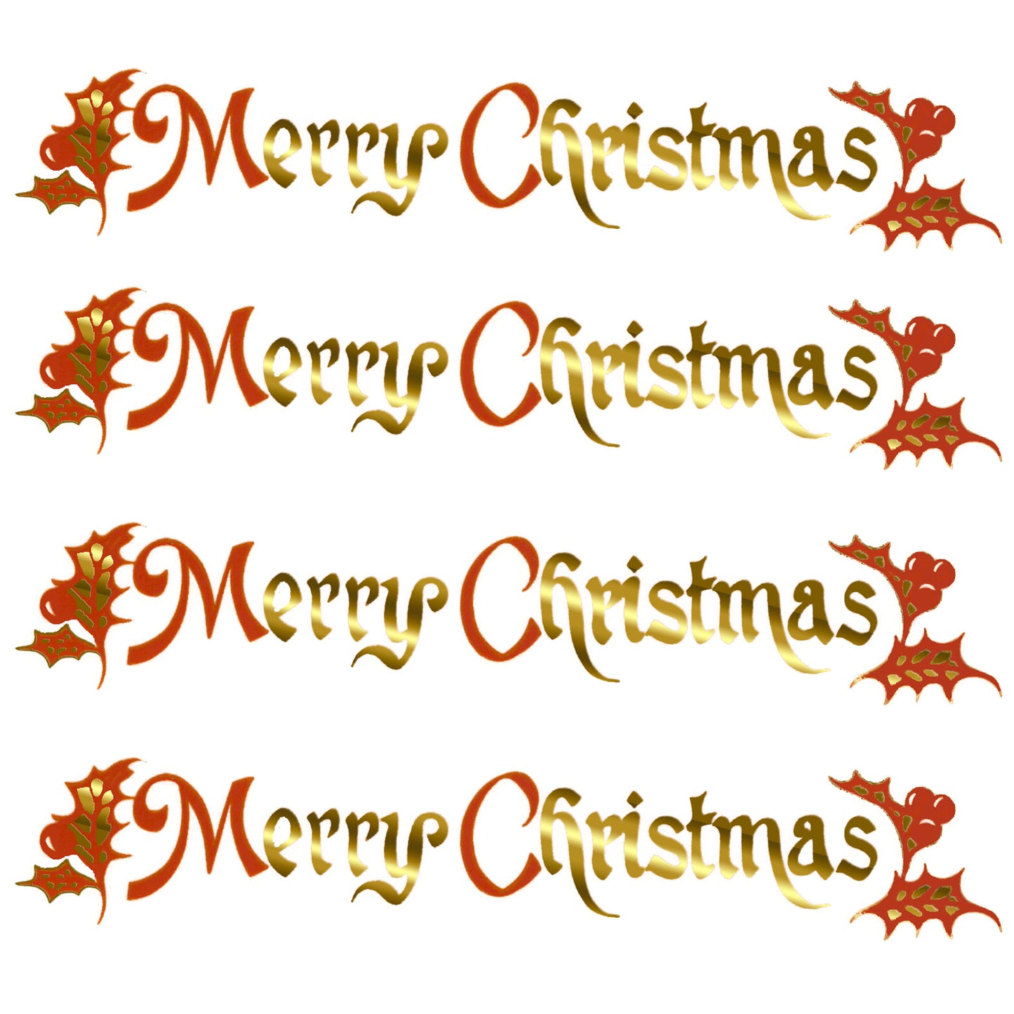 Gold Merry Christmas Overglaze Ceramic Decals