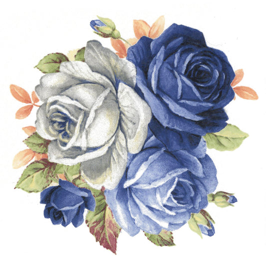 Blue White Rose Flower Bouquet Waterslide Ceramic Decals