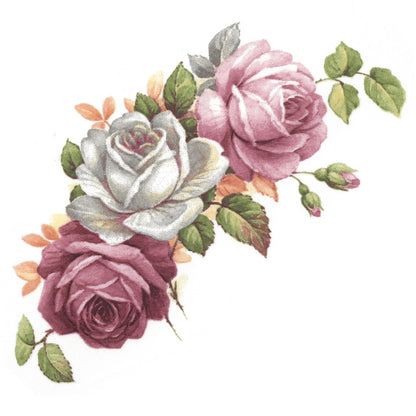 Pink White Rose Flower Spray Waterslide Ceramic Decals