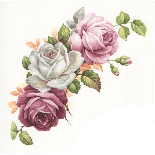 Pink White Rose Flower Spray Waterslide Ceramic Decals