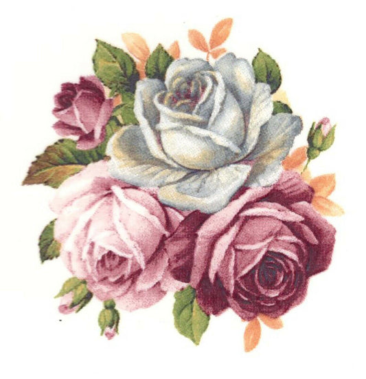 Pink White Rose Flower Bouquet Waterslide Ceramic Decals