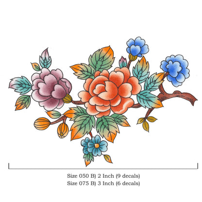 Oriental Flower Branches and Butterflies Overglaze Waterslide Ceramic Decals