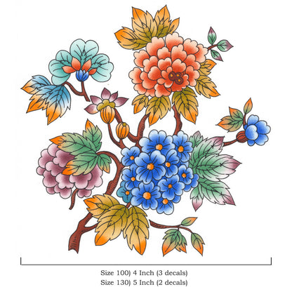 Oriental Flower Branches and Butterflies Overglaze Waterslide Ceramic Decals