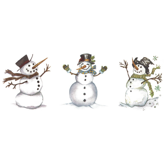 Happy Snowman Trio Overglaze Ceramic Decals