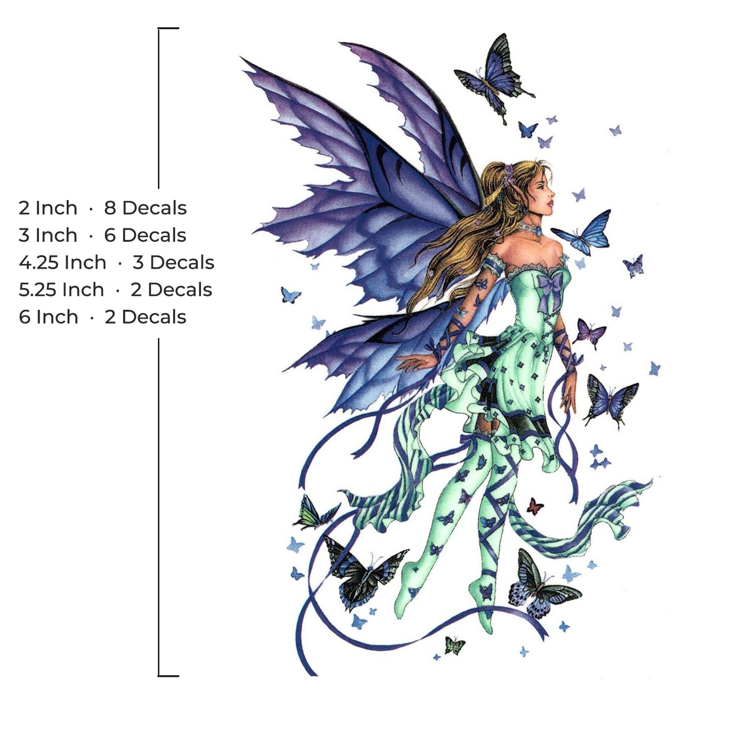 Fairy Butterflies Purple Teal Overglaze Waterslide Ceramic Decals