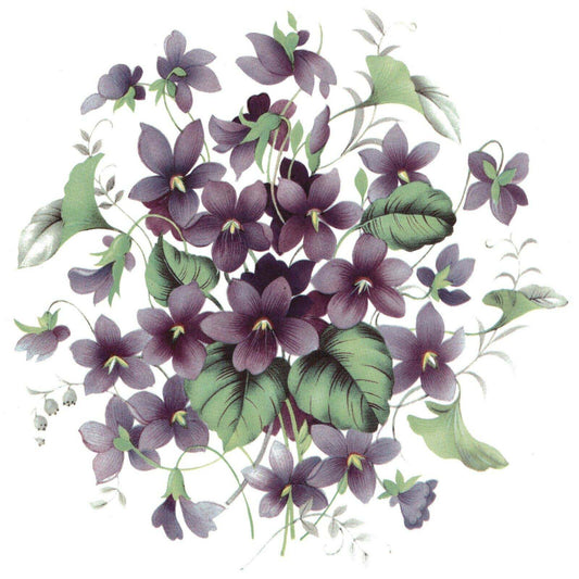 Violet Flower Bouquet Overglaze Waterslide Ceramic Decals