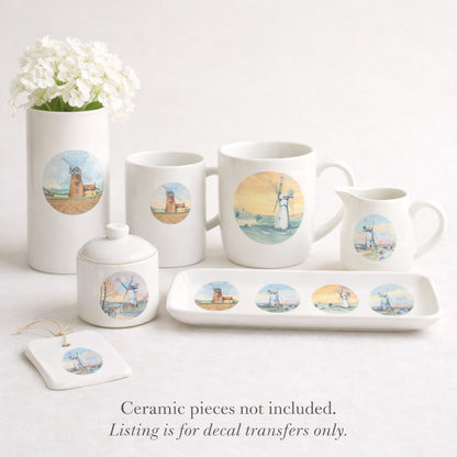 Windmill Designs Set of 4 Overglaze Waterslide Ceramic Decals