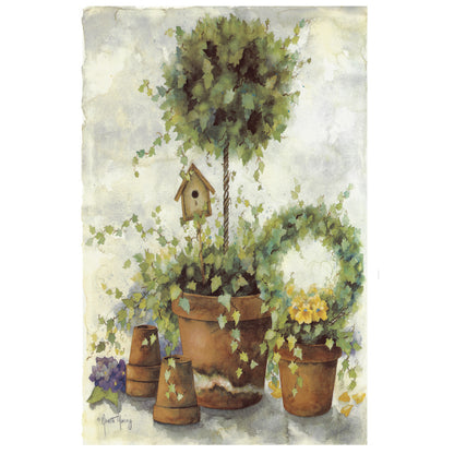 Topiary Bird House 17 x 11 Inch Mural 1 pc Overglaze Ceramic Decal